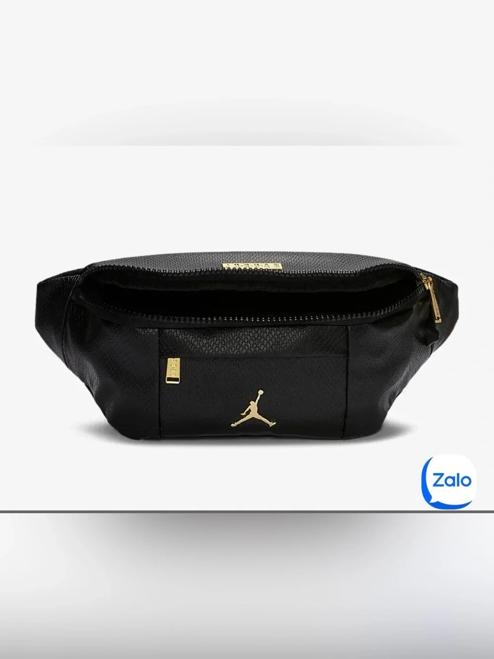 Jordan Black Leatherette Belt Bag with Gold Jumpman Accents